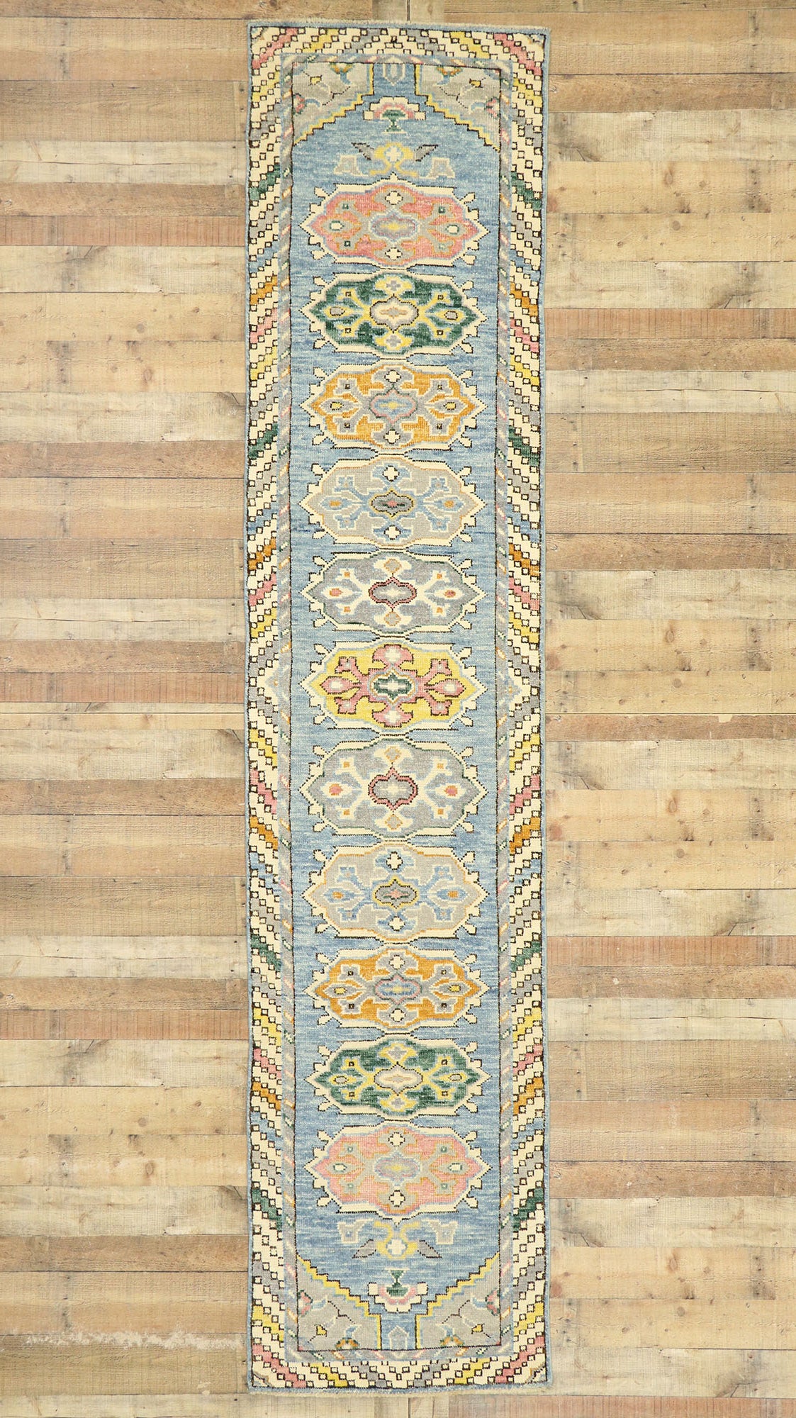 3 x 12 Contemporary Colorful Oushak Runner 80590
