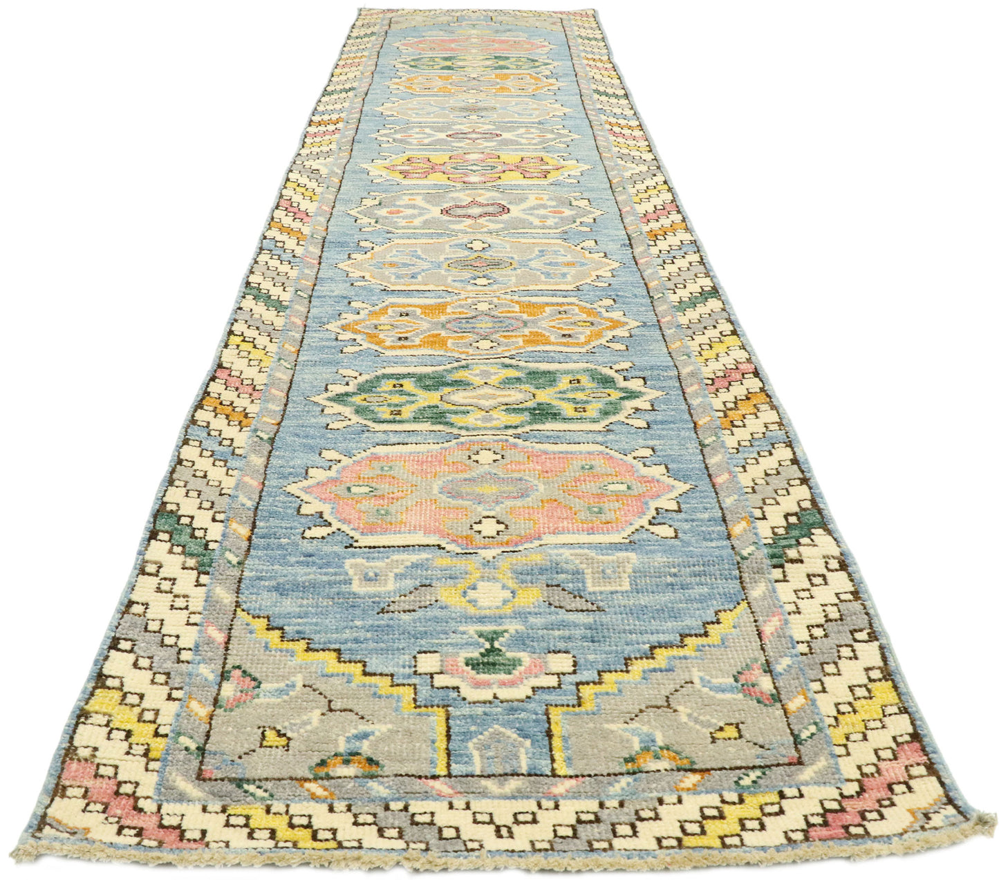 3 x 12 Contemporary Colorful Oushak Runner 80590