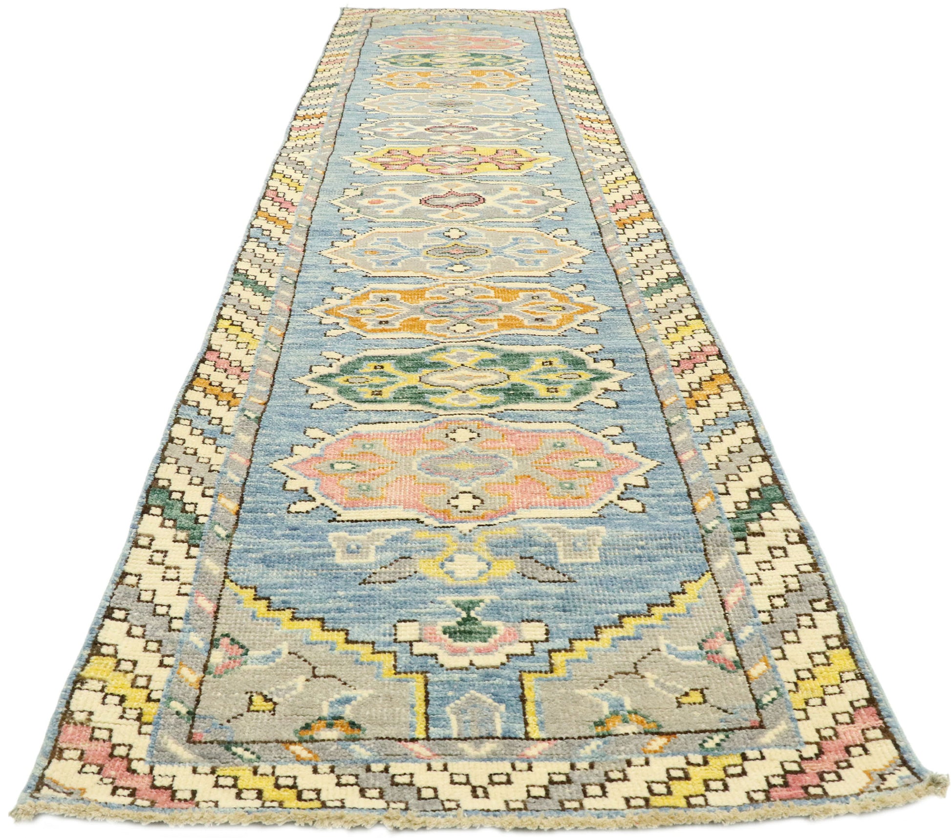 3 x 12 Contemporary Colorful Oushak Runner 80590