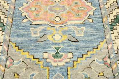 3 x 12 Contemporary Colorful Oushak Runner 80590