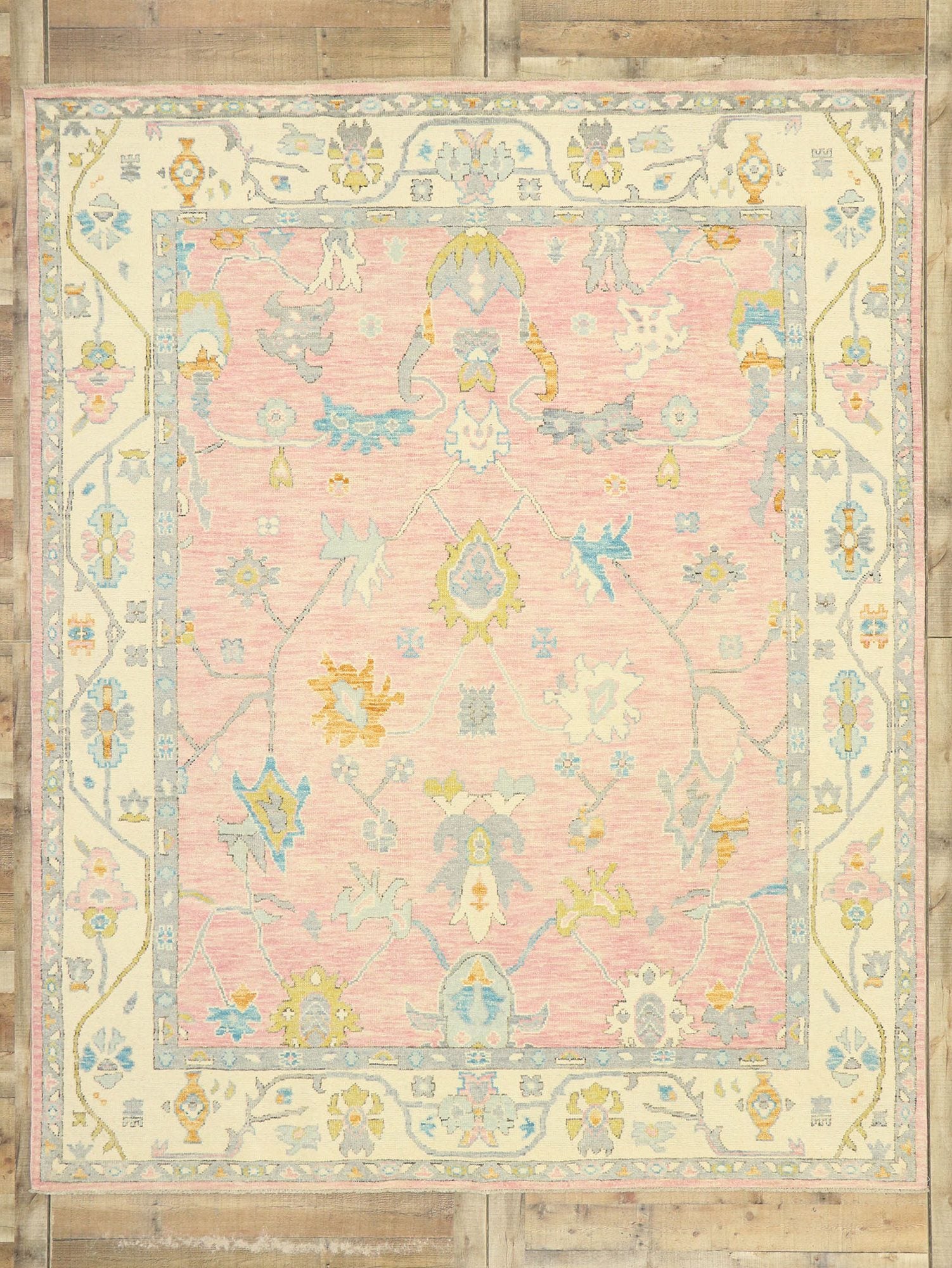 8 x 10 Contemporary Pink Oushak Rug 80595
