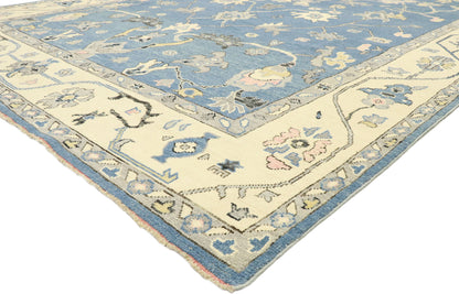 9 x 12 Colorful Blue Oushak Rug 80596