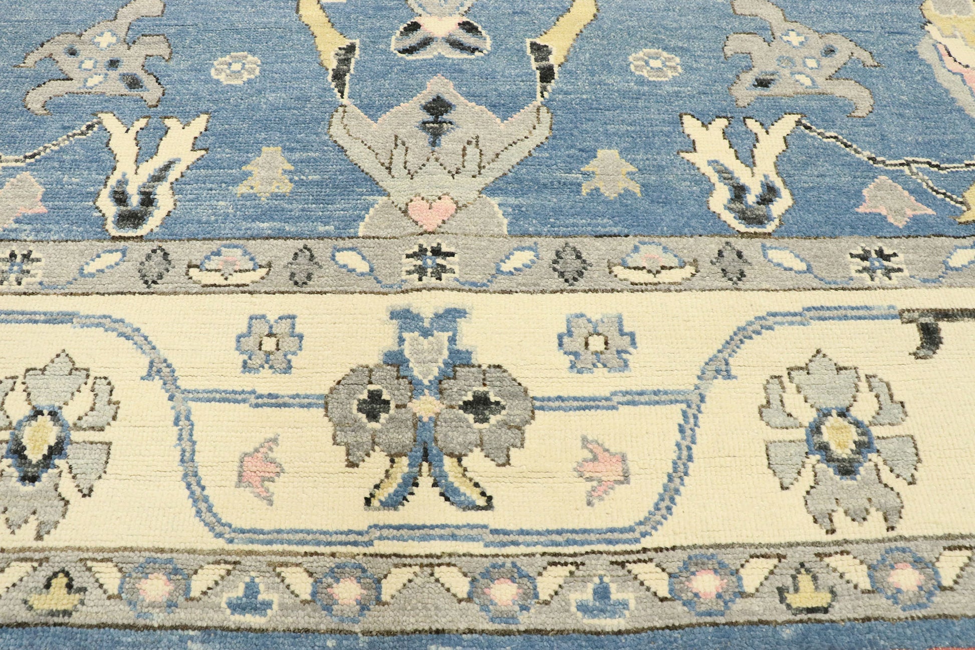 9 x 12 Colorful Blue Oushak Rug 80596