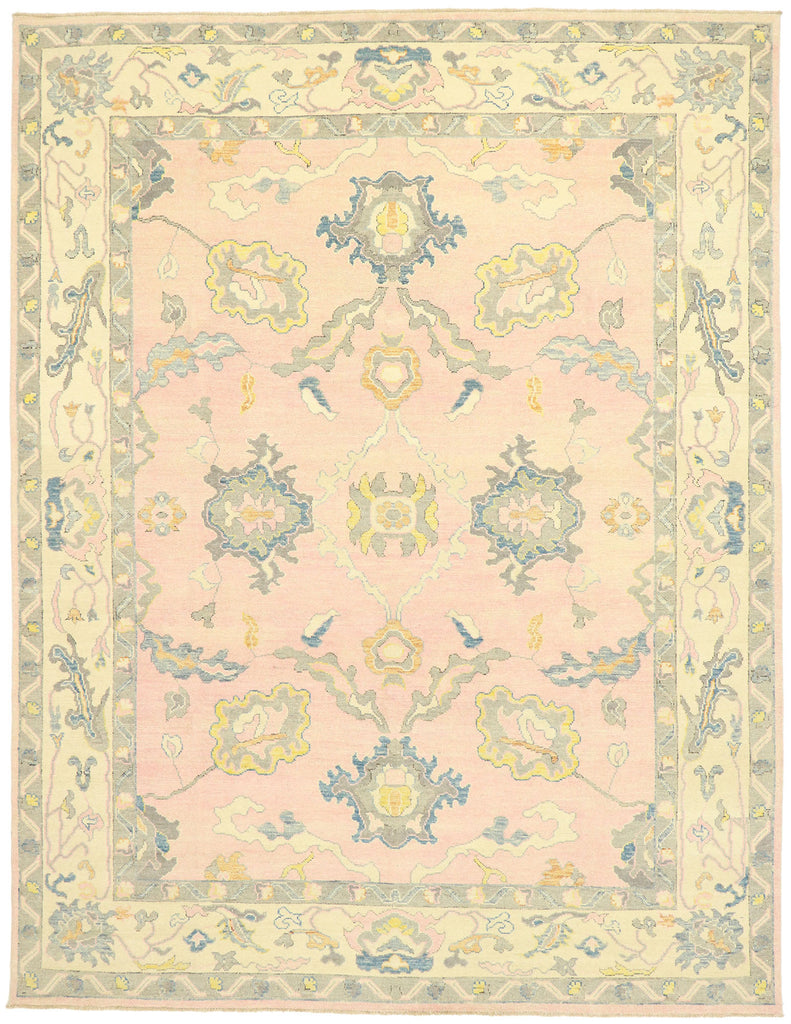 9 x 12 Colorful Pink Oushak Rug 80597