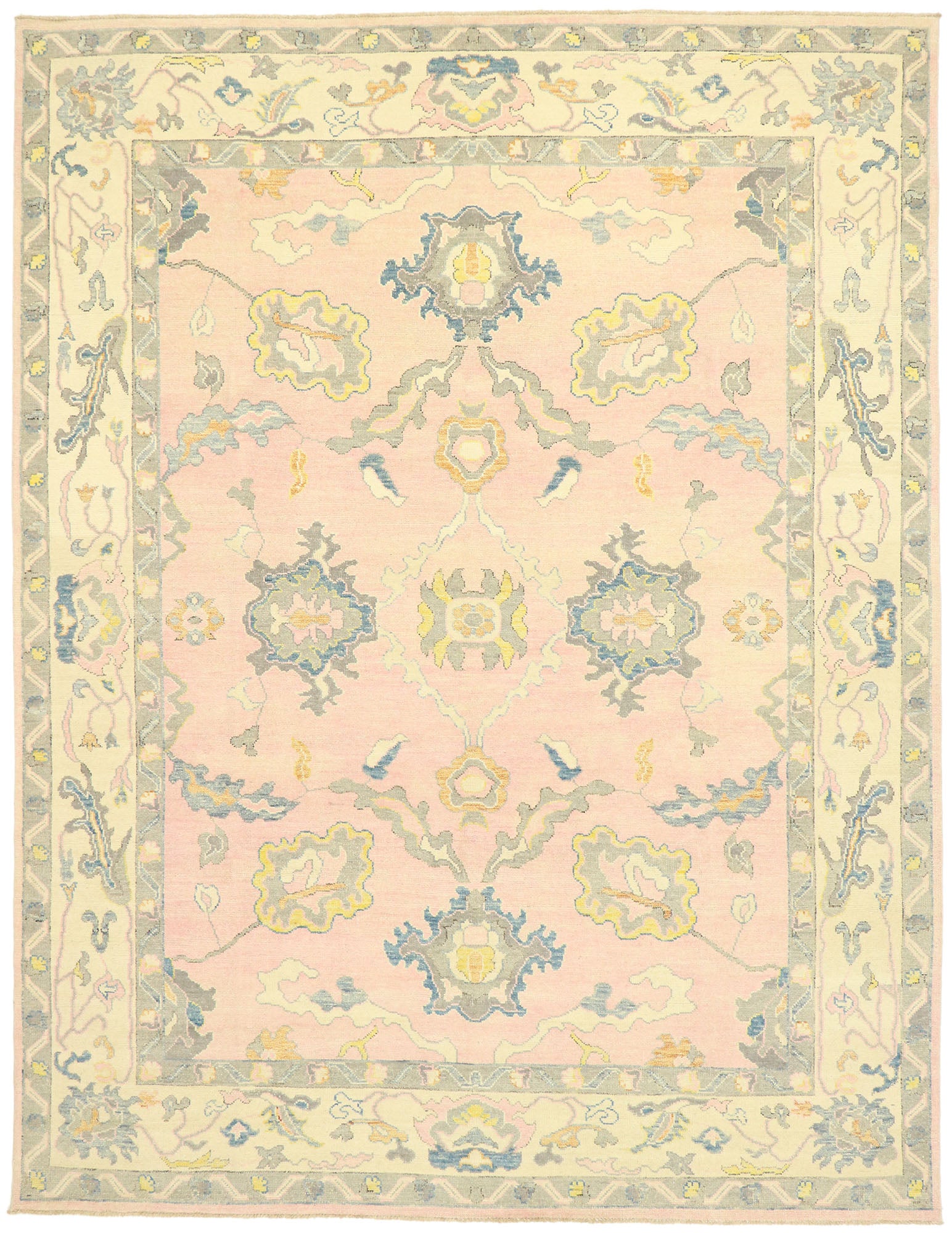 9 x 12 Colorful Pink Oushak Rug 80597