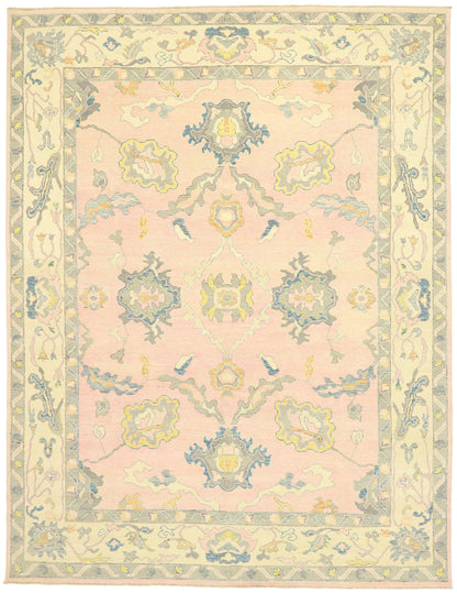 9 x 12 Colorful Pink Oushak Rug 80597