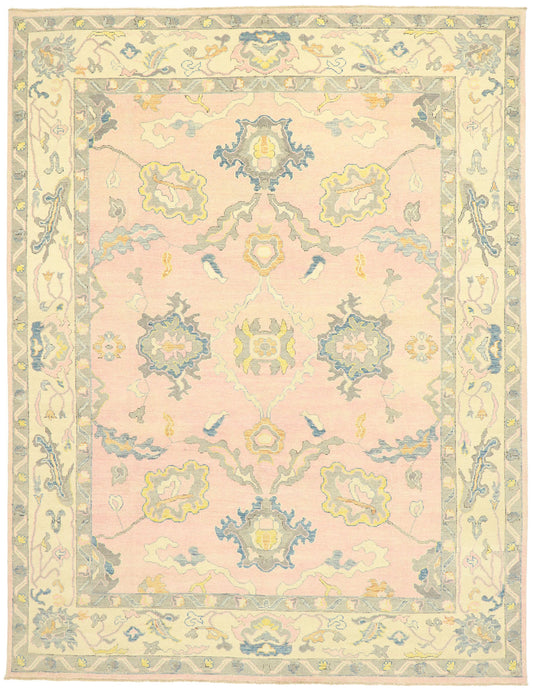 9 x 12 Colorful Pink Oushak Rug 80597