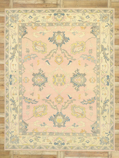 9 x 12 Colorful Pink Oushak Rug 80597