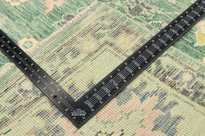 9 x 12 Contemporary Green Oushak Rug 80598