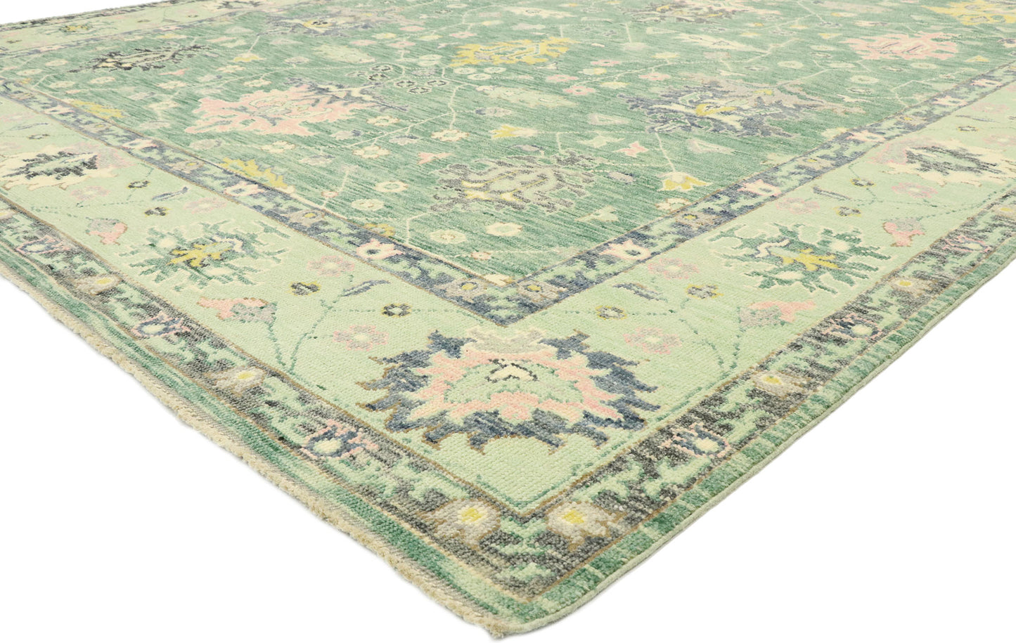 9 x 12 Contemporary Green Oushak Rug 80598