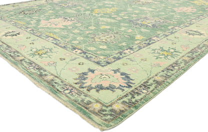 9 x 12 Contemporary Green Oushak Rug 80598