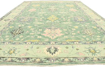9 x 12 Contemporary Green Oushak Rug 80598