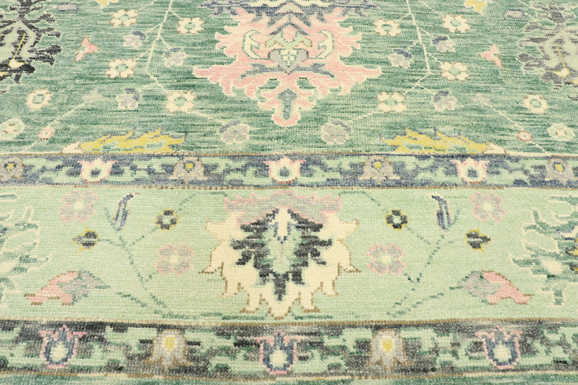 9 x 12 Contemporary Green Oushak Rug 80598