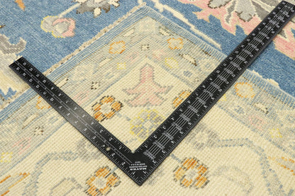 9 x 12 Colorful Blue Oushak Rug 80599