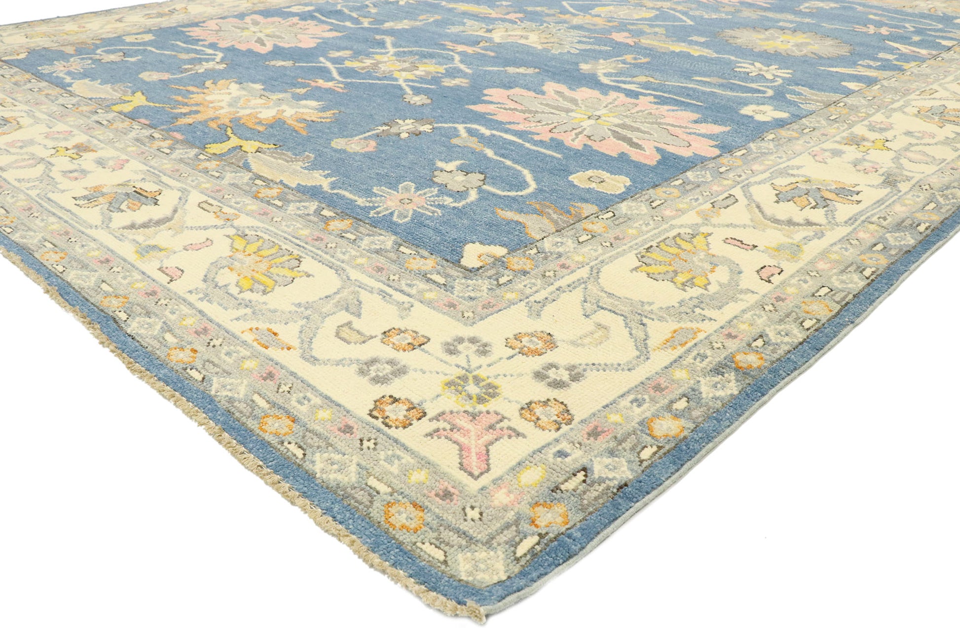 9 x 12 Colorful Blue Oushak Rug 80599