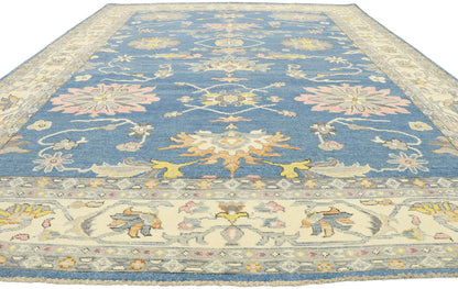 9 x 12 Colorful Blue Oushak Rug 80599