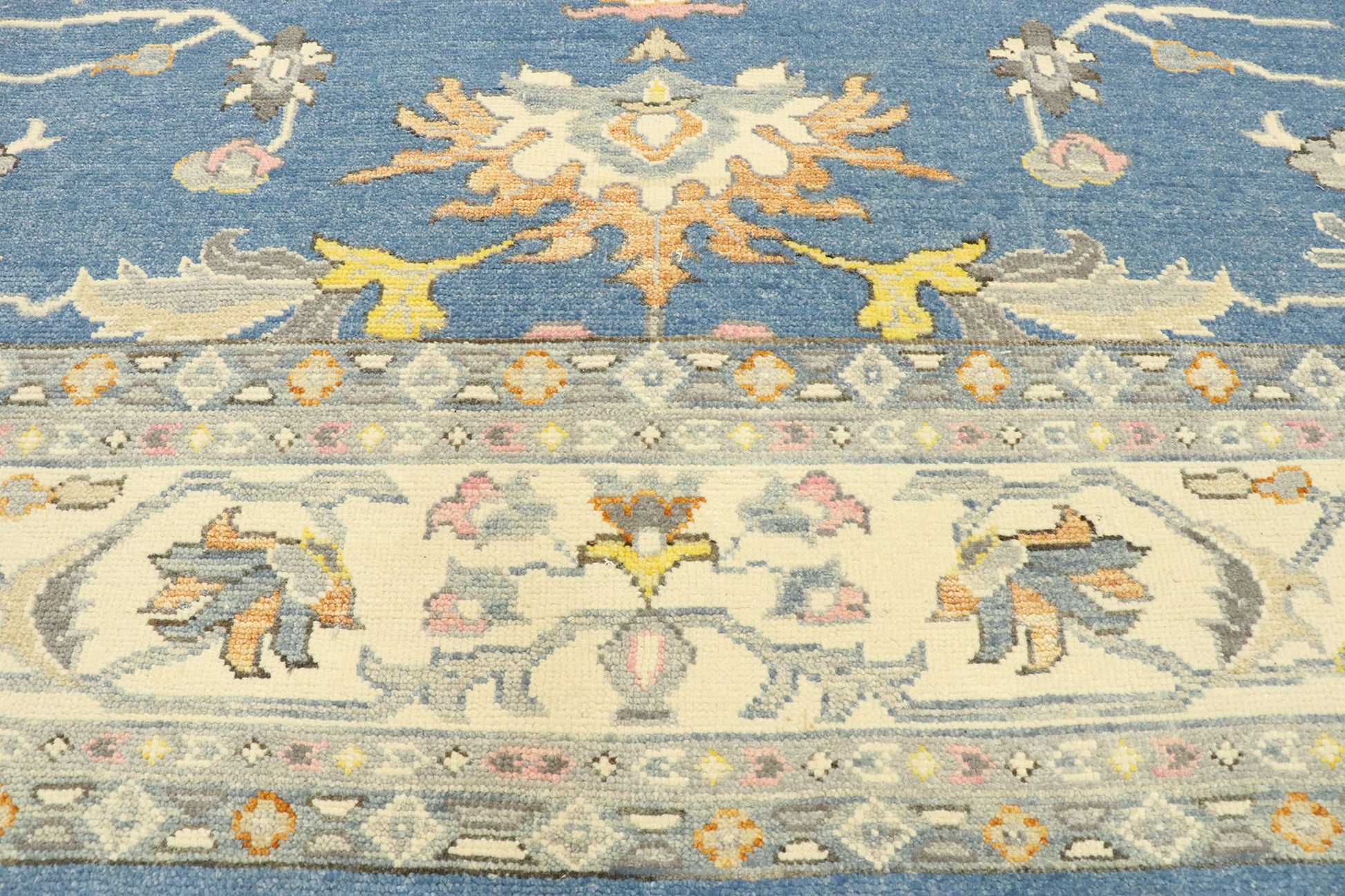 9 x 12 Colorful Blue Oushak Rug 80599