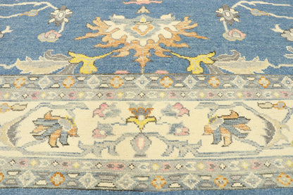 9 x 12 Colorful Blue Oushak Rug 80599