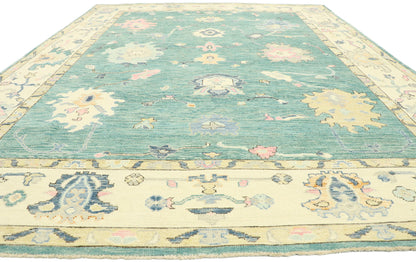 9 x 12 Contemporary Teal Oushak Rug 80603
