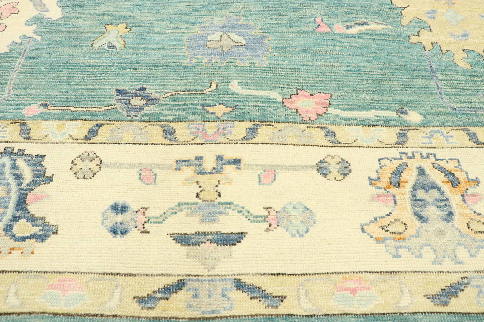 9 x 12 Contemporary Teal Oushak Rug 80603
