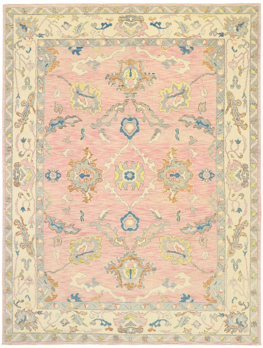 9 x 12 Contemporary Pink Oushak Rug 80604