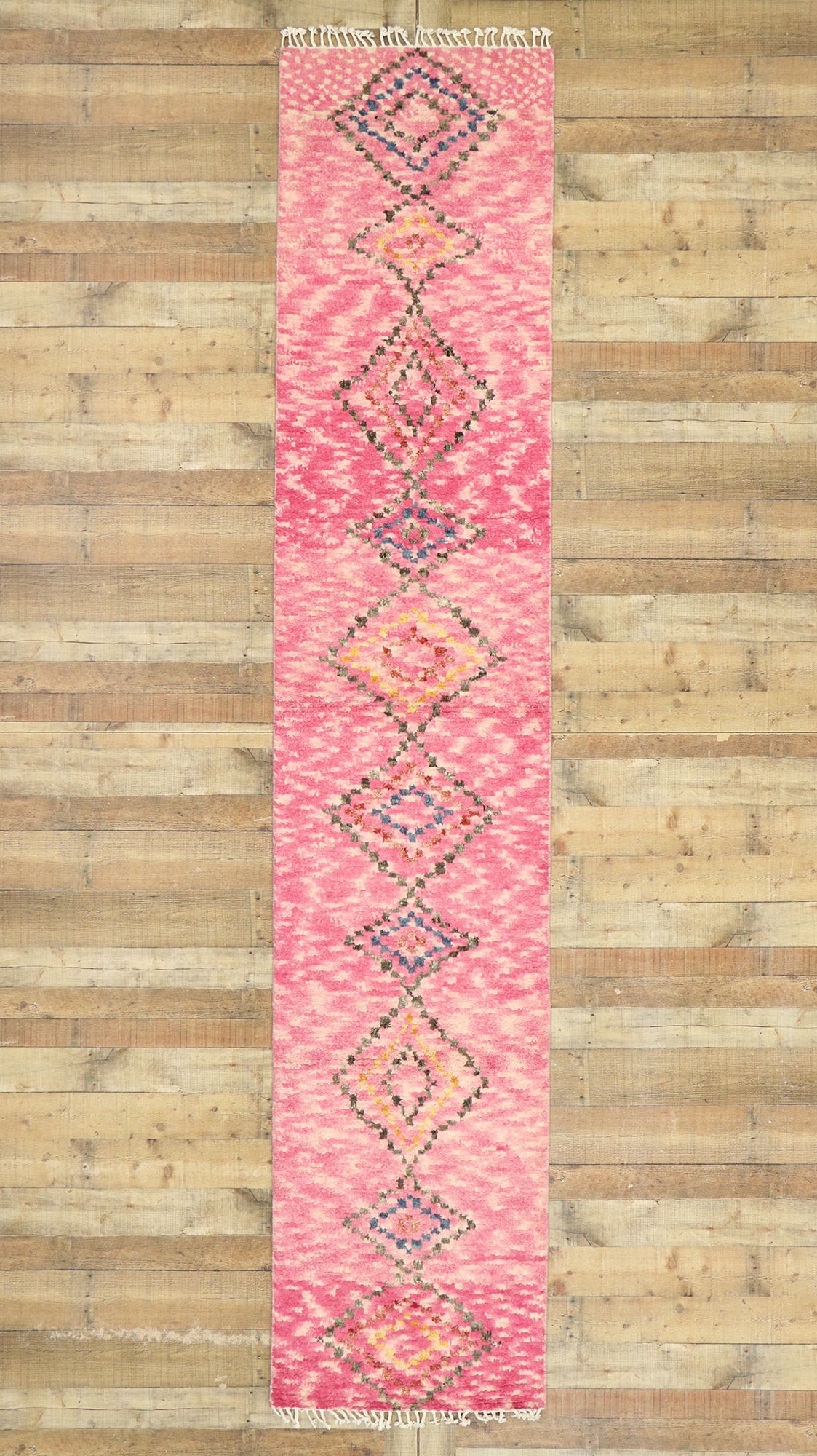 3 x 13 Contemporary Pink Moroccan Runner 80615