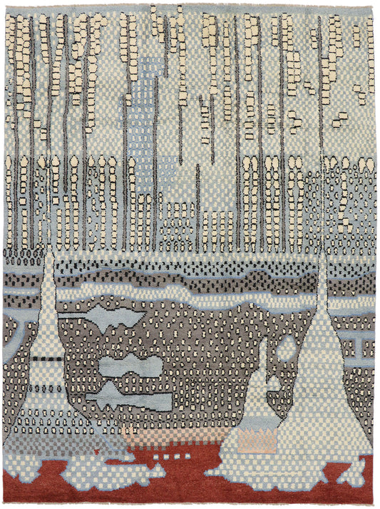10 x 14 Modern Moroccan Area Rug 80644