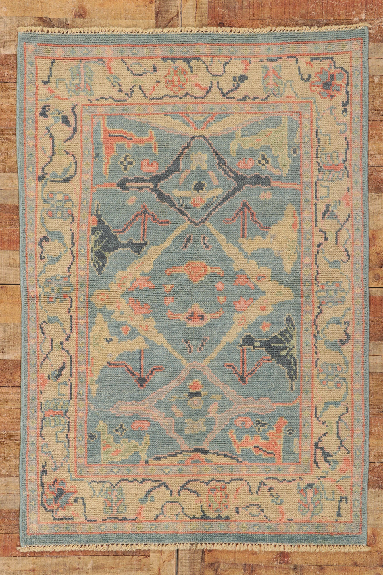 4 x 6 Colorful Blue Oushak Rug 80684