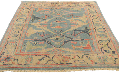 4 x 6 Colorful Blue Oushak Rug 80684