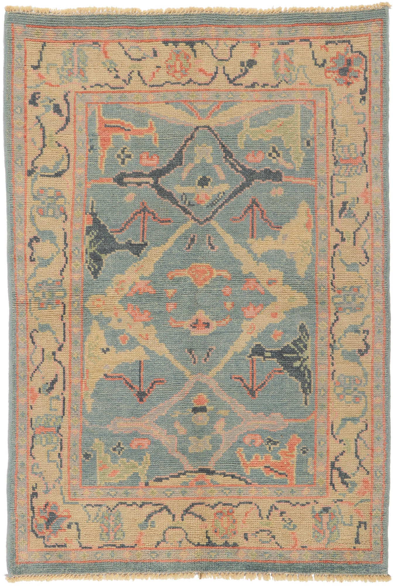 4 x 6 Colorful Blue Oushak Rug 80684