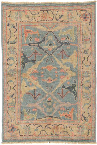 4 x 6 Colorful Blue Oushak Rug 80684