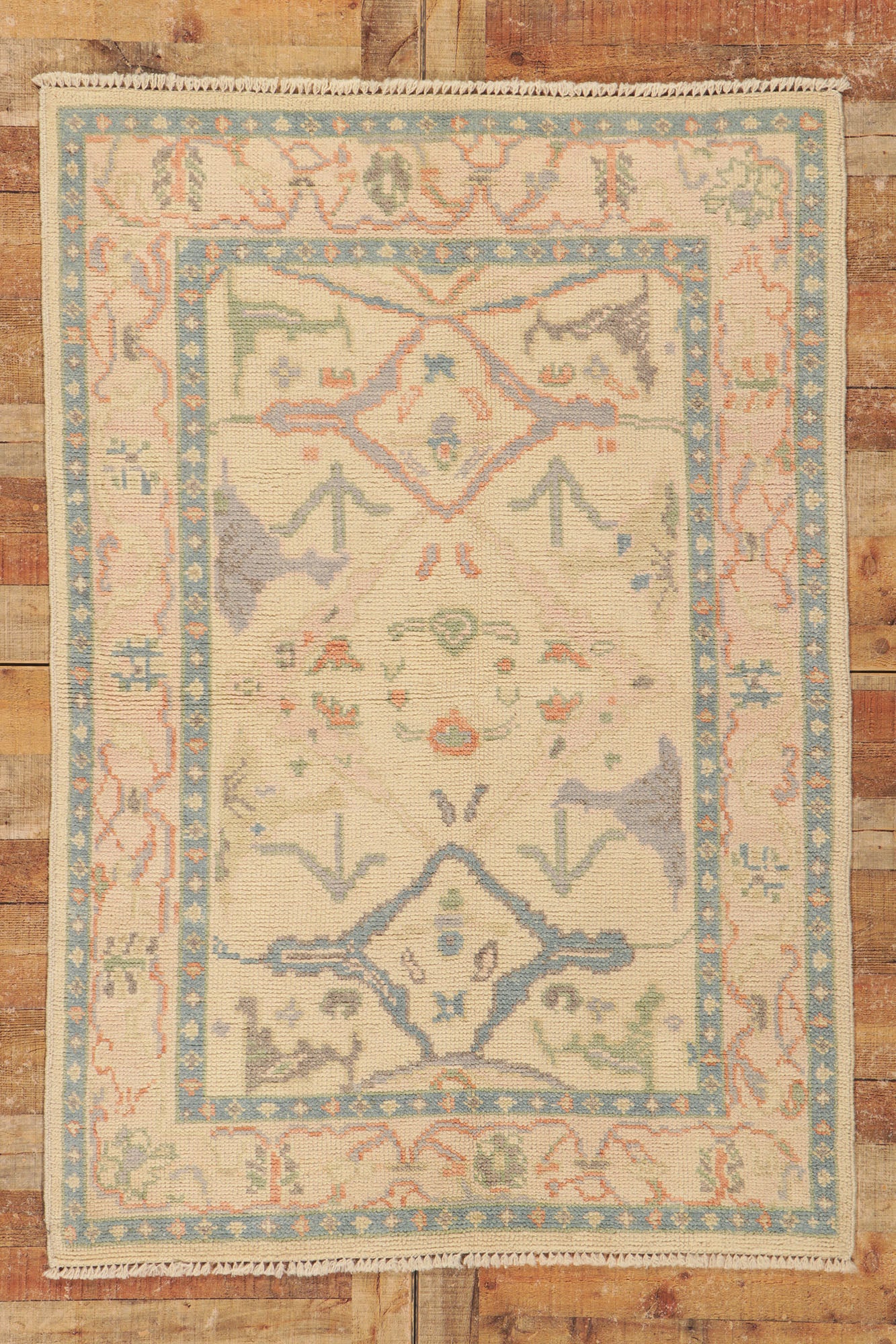 4 x 6 Contemporary Pastel Oushak Rug 80689