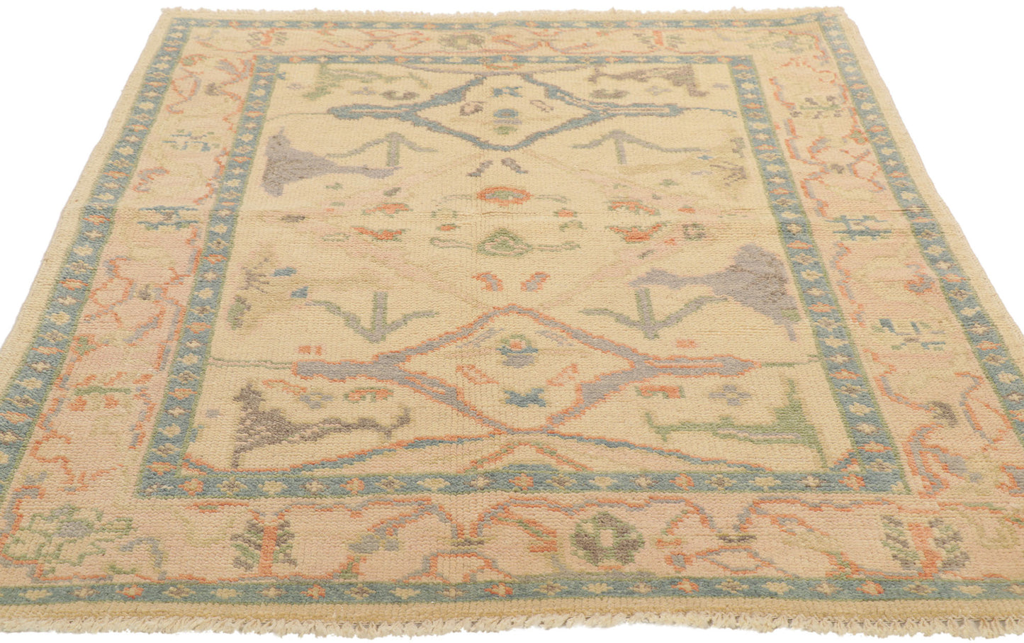4 x 6 Contemporary Pastel Oushak Rug 80689