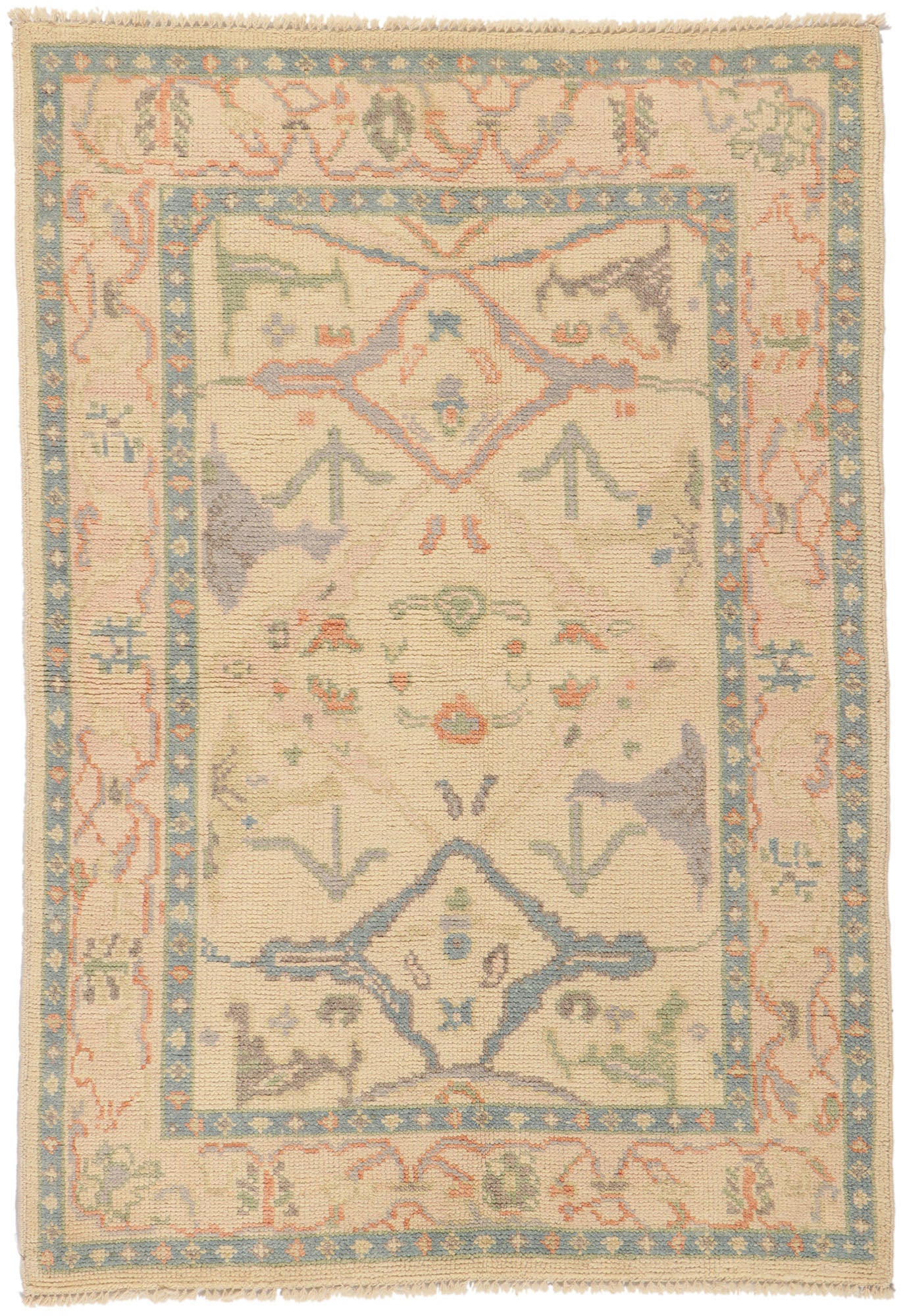 4 x 6 Contemporary Pastel Oushak Rug 80689