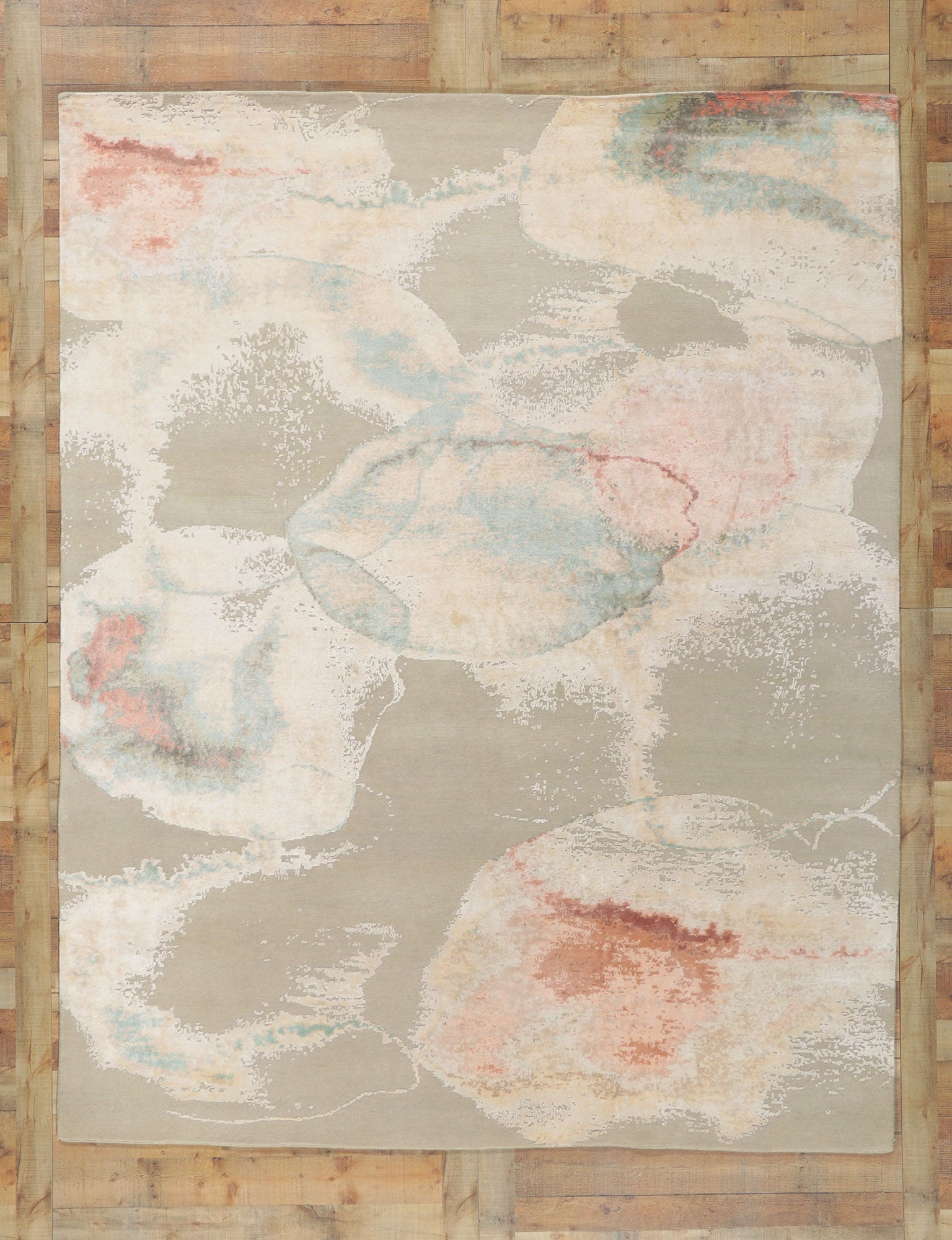 8 x 10 Contemporary Abstract Wool and Silk Rug 30865