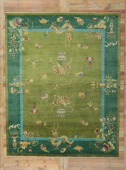 8 x 10 Chinese Art Deco Dragon Rug 30818