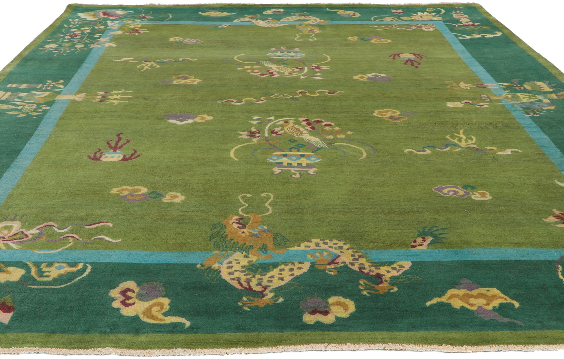 8 x 10 Chinese Art Deco Dragon Rug 30818