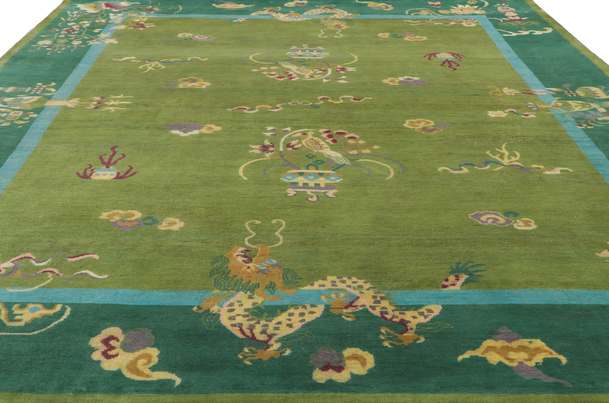 8 x 10 Chinese Art Deco Dragon Rug 30818