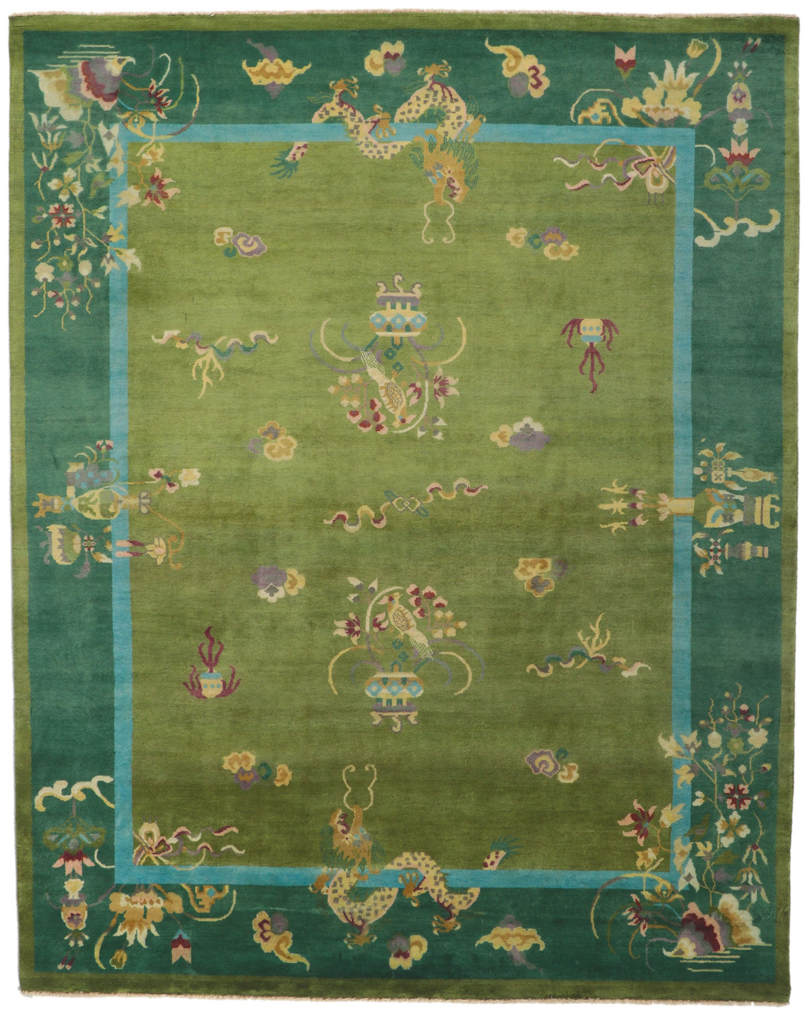 8 x 10 Chinese Art Deco Dragon Rug 30818