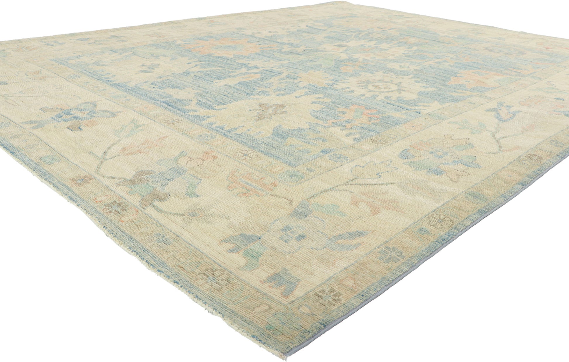 8 x 10 Colorful Blue Oushak Rug 80893