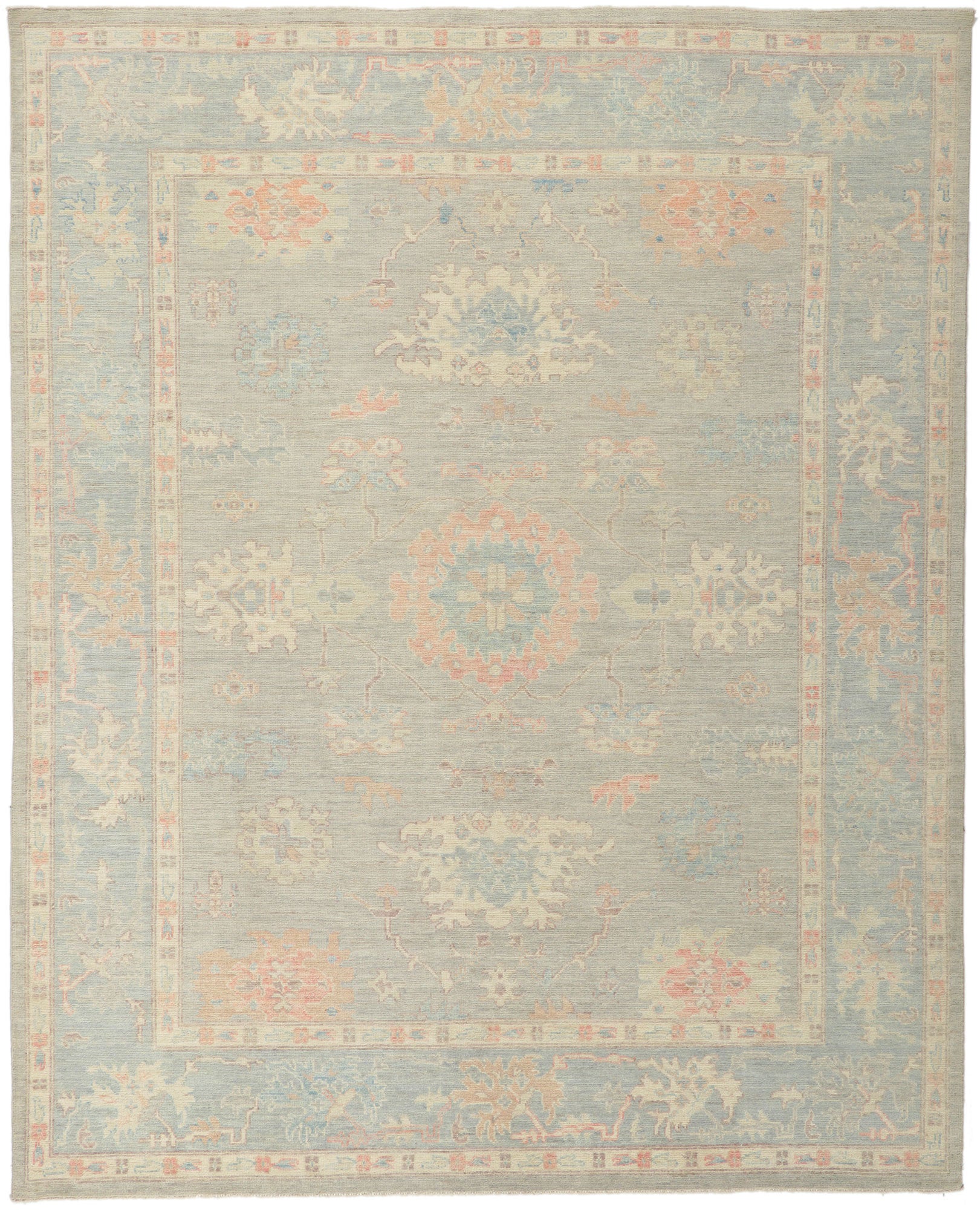 8 x 10 Colorful Pastel Oushak Rug 80894