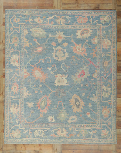 8 x 10 Colorful Blue Oushak Rug 80896