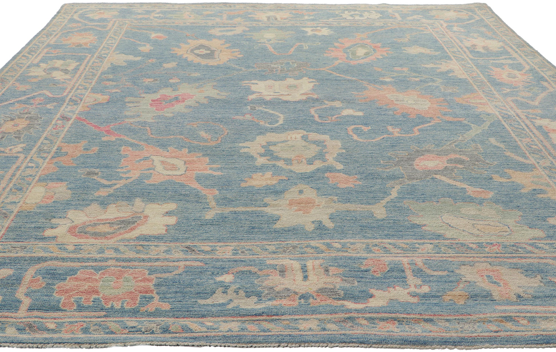 8 x 10 Colorful Blue Oushak Rug 80896
