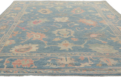 8 x 10 Colorful Blue Oushak Rug 80896