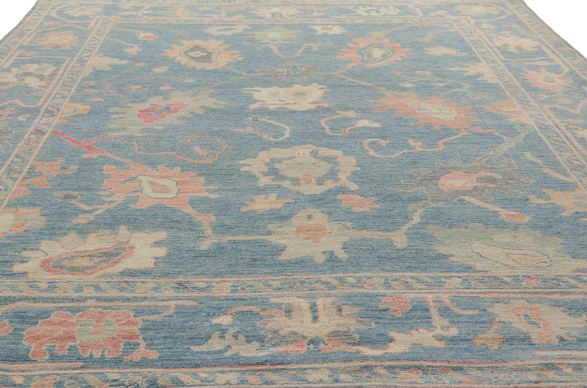 8 x 10 Colorful Blue Oushak Rug 80896