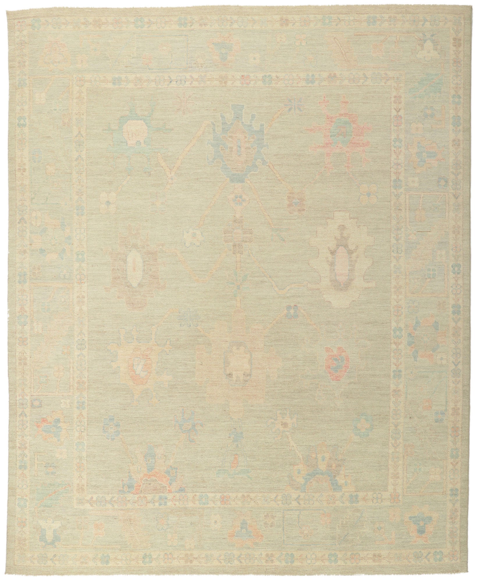 8 x 10 Colorful Pastel Oushak Rug 80899