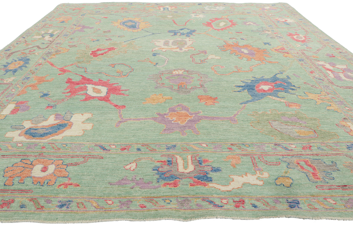 8 x 10 Colorful Green Oushak Rug 80901