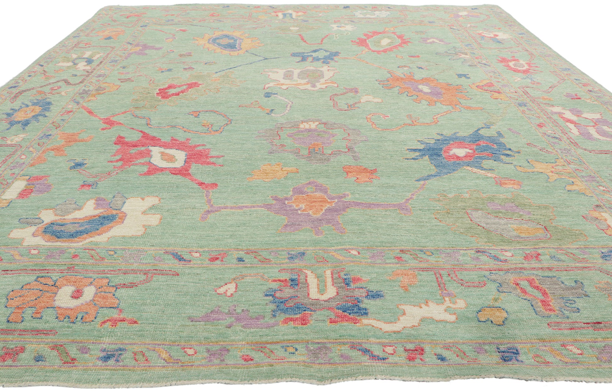 8 x 10 Colorful Green Oushak Rug 80901