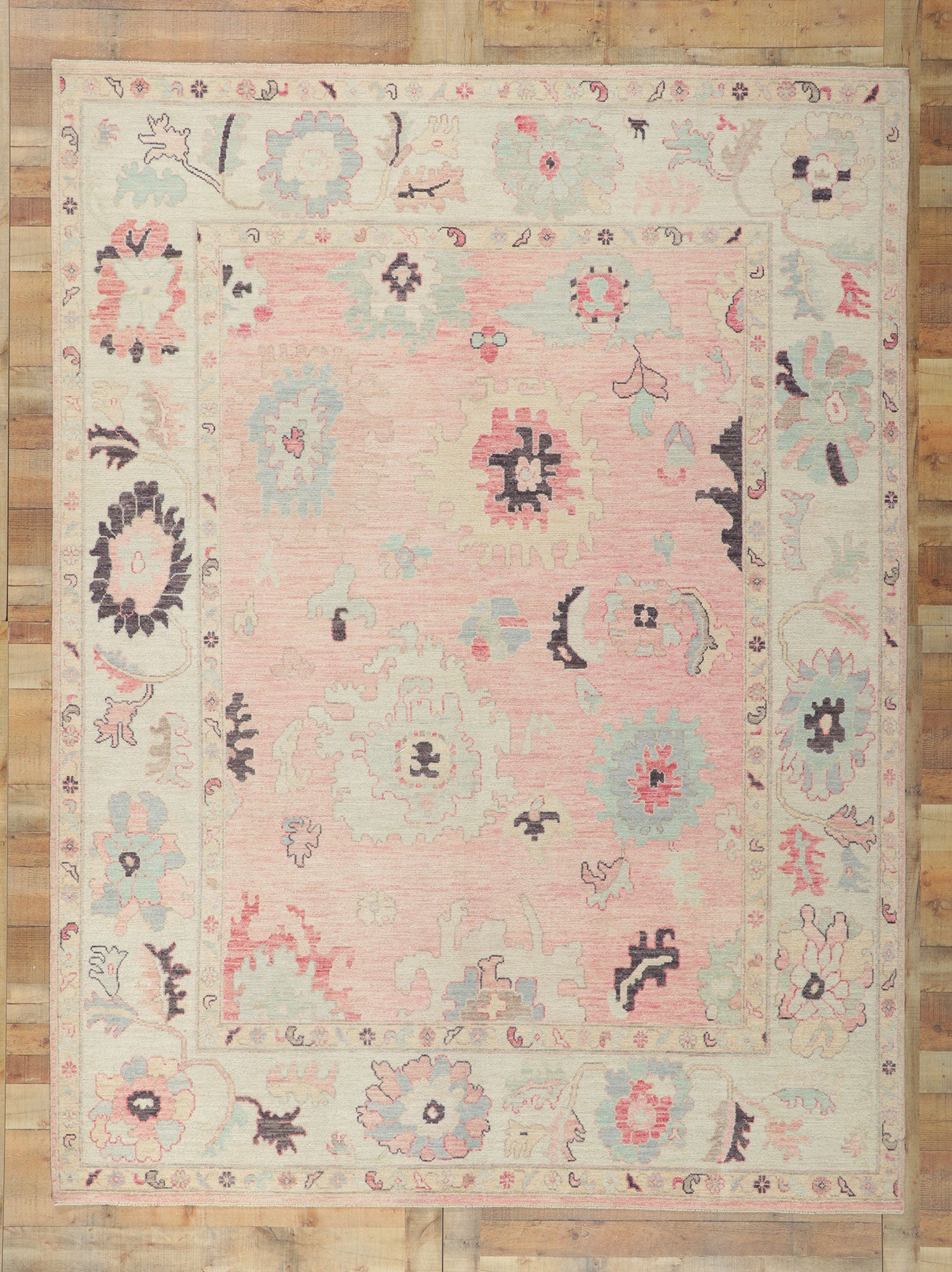8 x 11 Colorful Pink Oushak Rug 80902