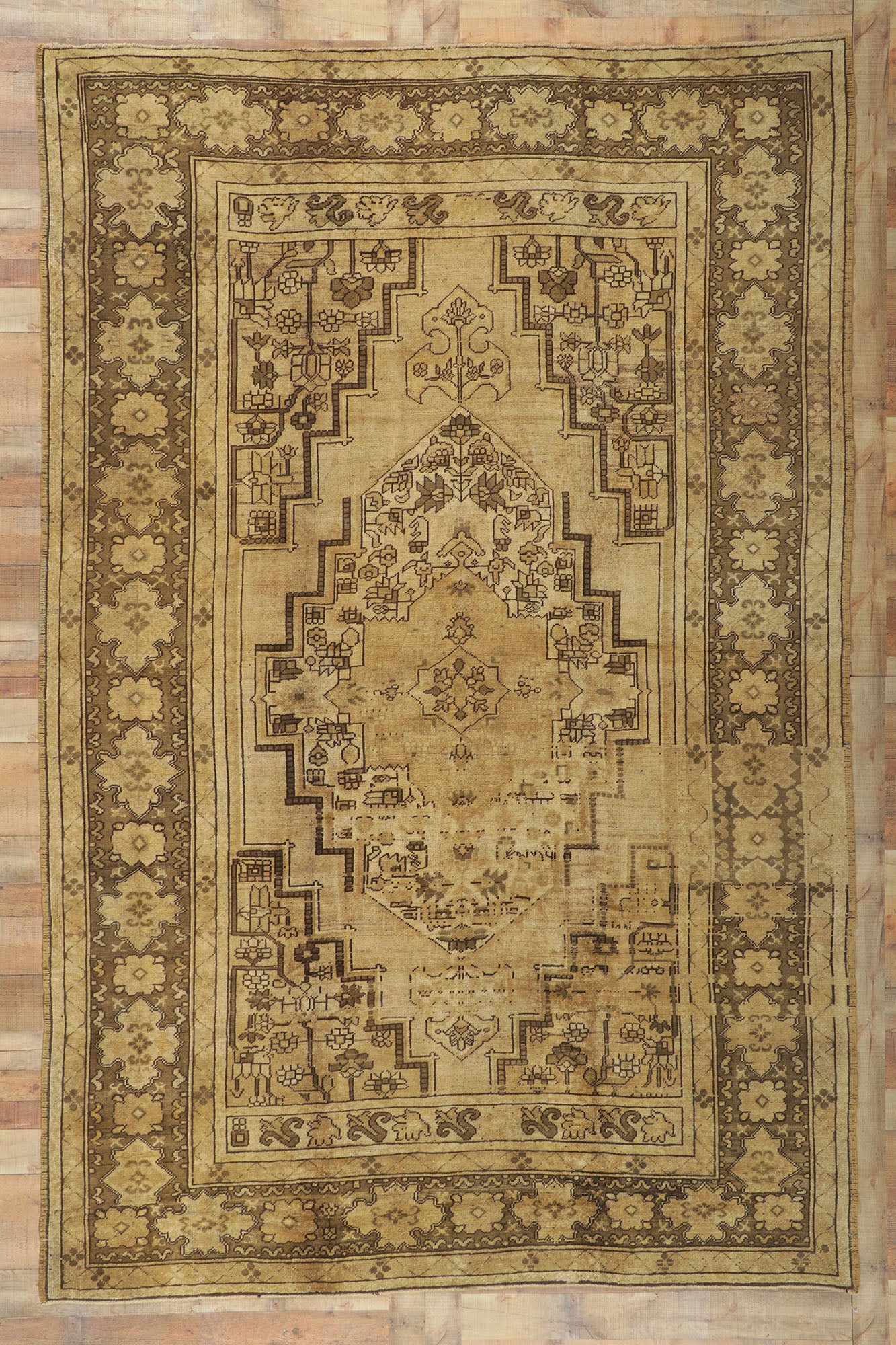 8 x 12 Vintage Turkish Oushak Rug 74073